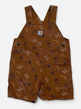 Carhartt Kids Brown Tool-Print Short Overalls